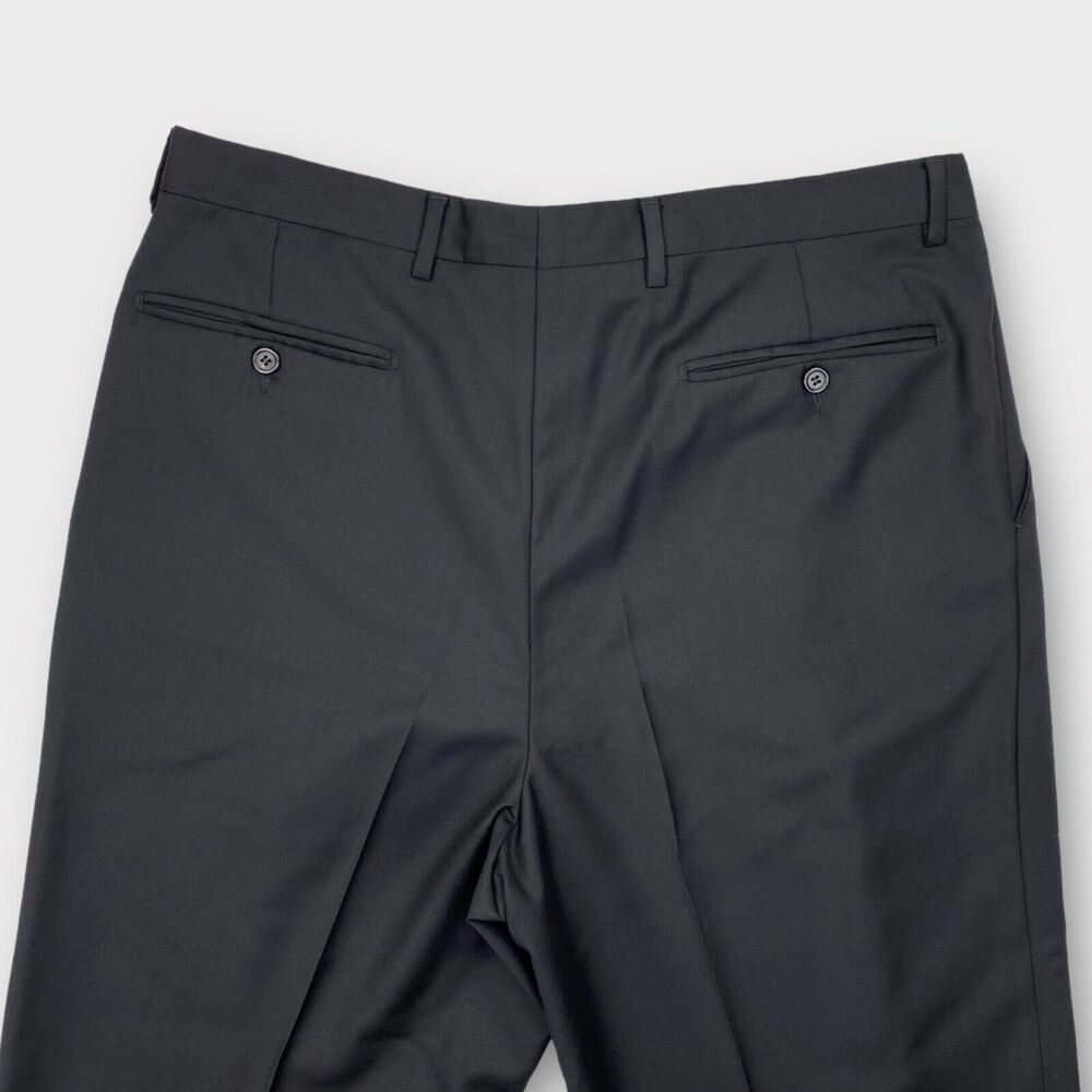 $255 Santorelli Dress Pants Mens 35x28 Como 2 Pleated Black Trousers Wool Italy - Picture 5 of 15